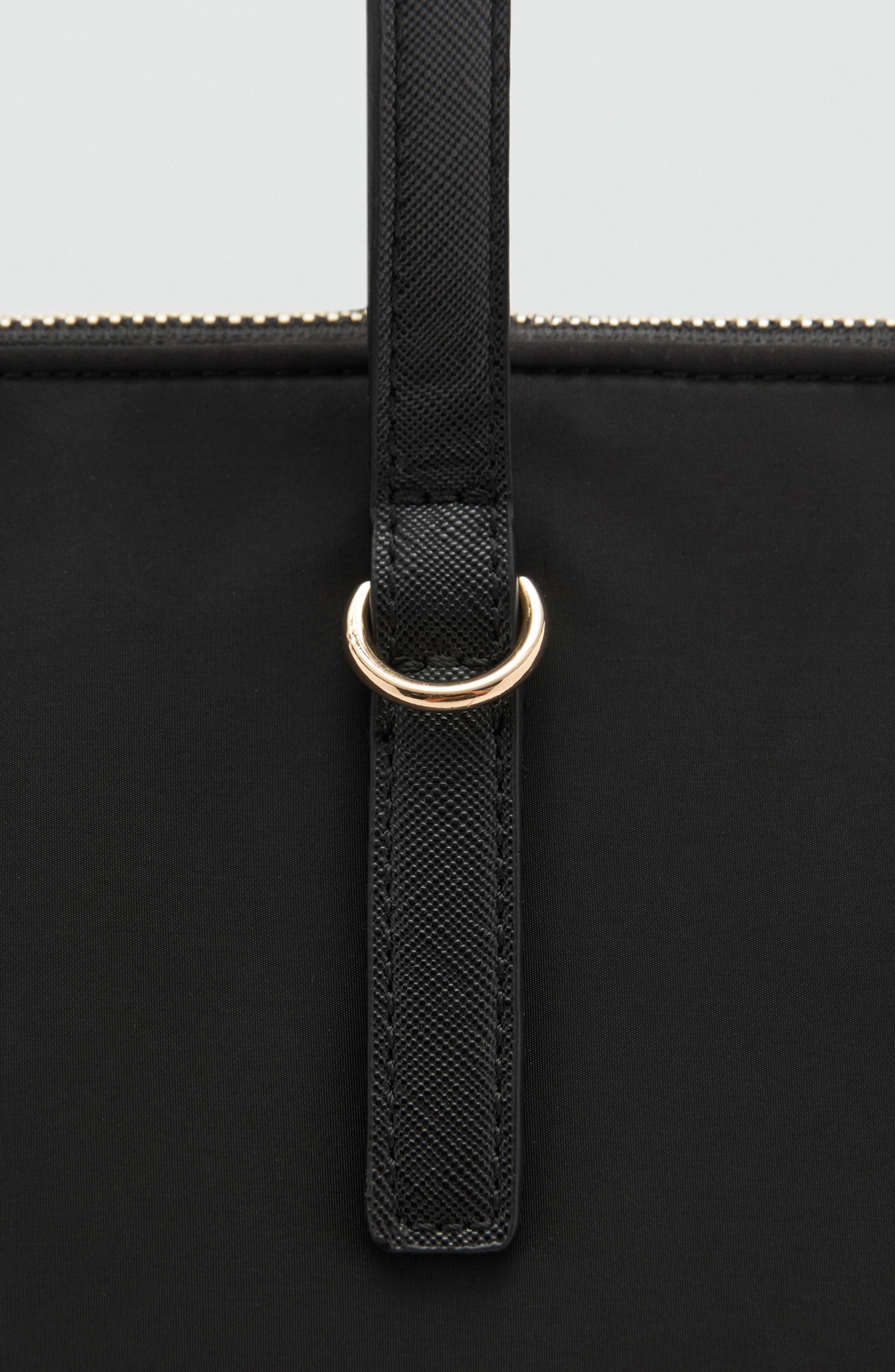 MANGO Nylon Shopper Bag, Alternate, color, Black