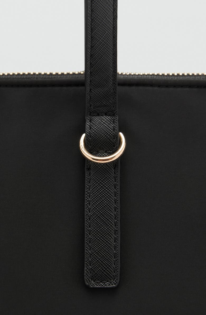 MANGO Nylon Shopper Bag, Alternate, color, Black