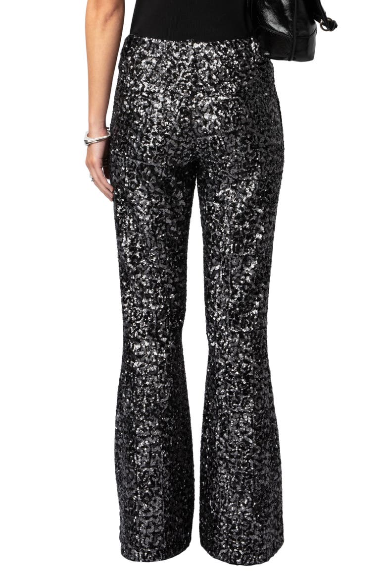 Prevy Sequin Flare Pants, Alternate, color, NOIR