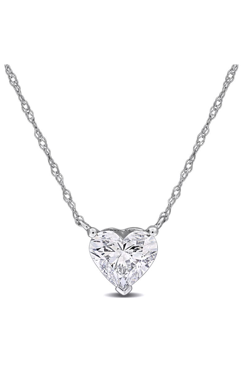 Julianna B. Lab-Grown Diamond Solitaire Heart Necklace 14k, Main, color, White Gold
