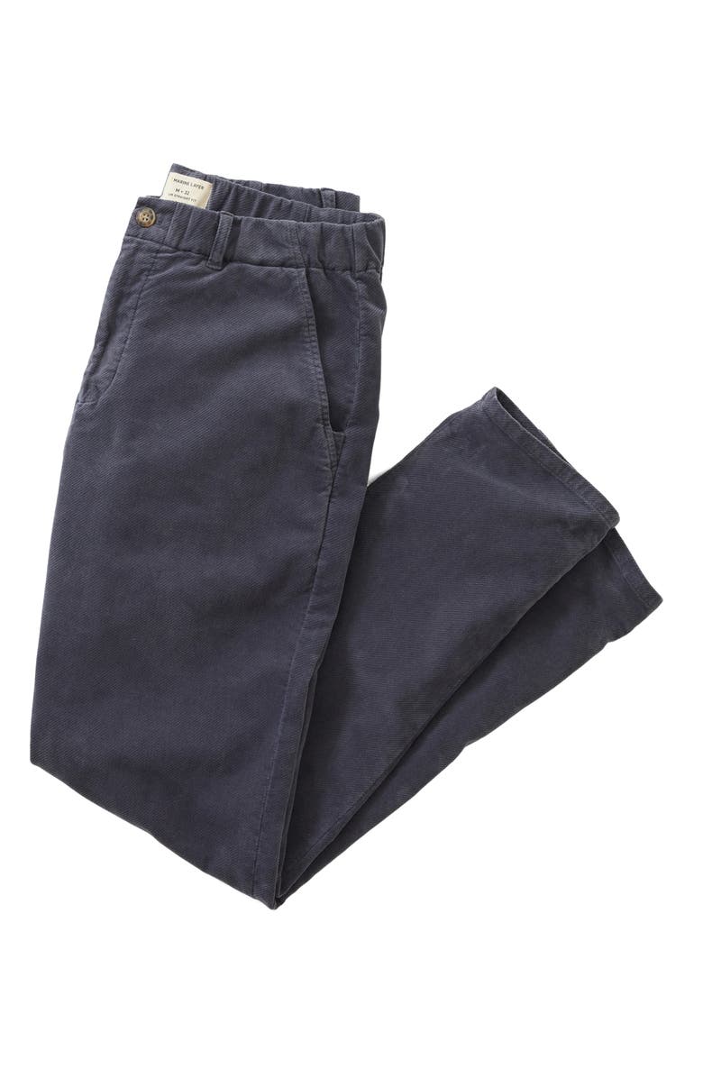 Marine Layer Saturday Slim Straight Leg Moleskin Chinos, Alternate, color, Mood Indigo