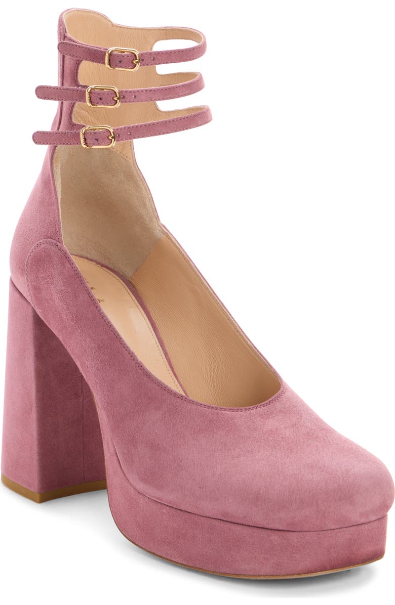 Chloé Ankle Strap Platform Pump, Main, color, Faded Rose