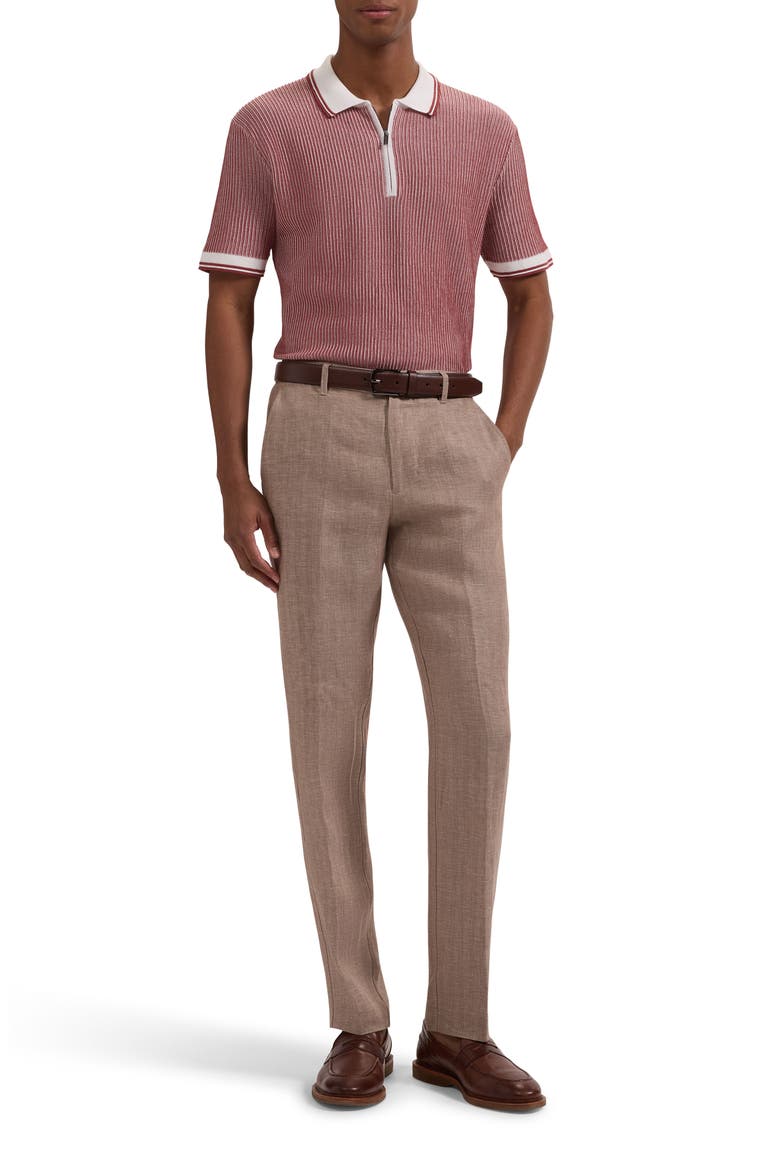 Ottoman Stitch Cotton & Silk Quarter Zip Polo Sweater, Alternate, color, RIO RED