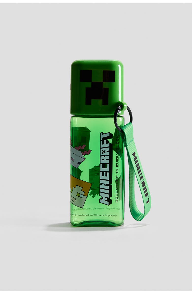 H&M Printed Water Bottle, Main, color, Green/Minecraft