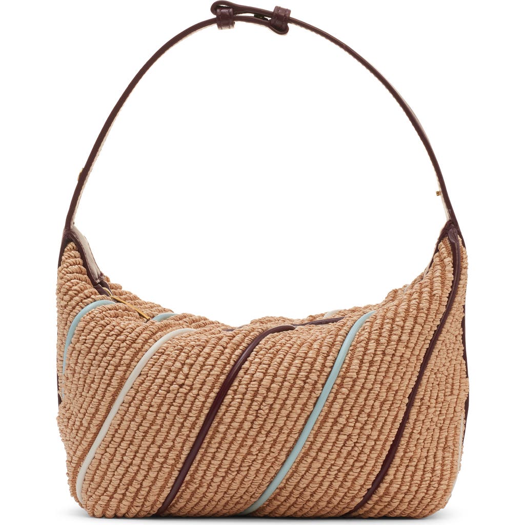 Bottega Veneta Wallace Stripe Raffia Shoulder Bag