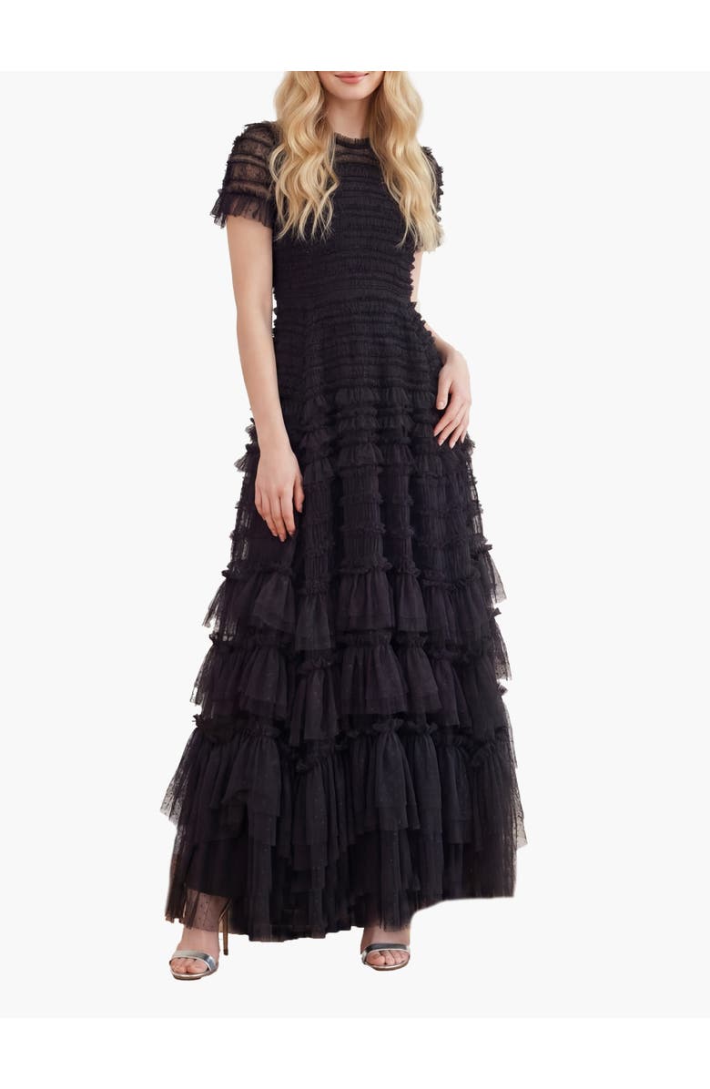 Needle & Thread Valentine Ruffle Maxi Dress, Main, color, Graphite