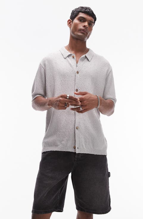 Short Sleeve Neppy Cotton Cardigan