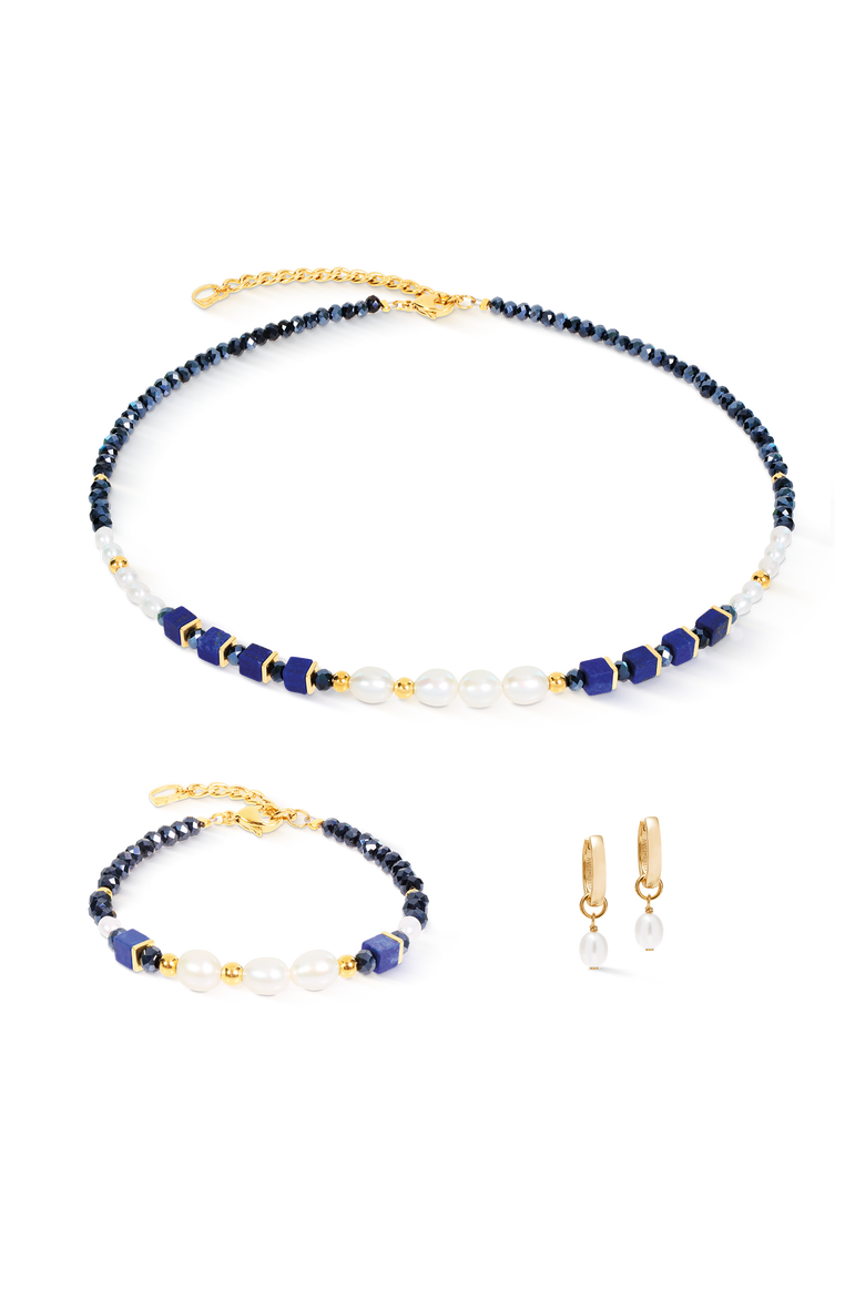 Necklace Cosmic Pearls Midnight Gold, Alternate, color, Blue