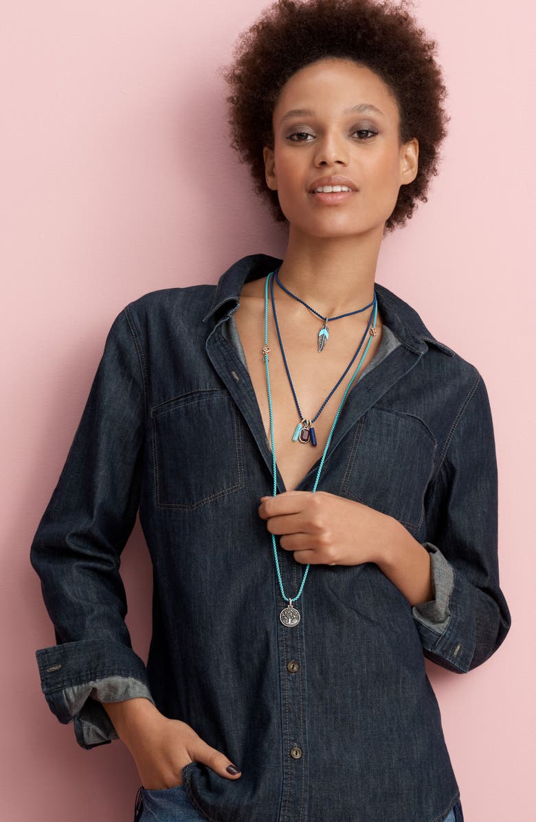 David Yurman Feather Amulet with Turquoise, Alternate, color,