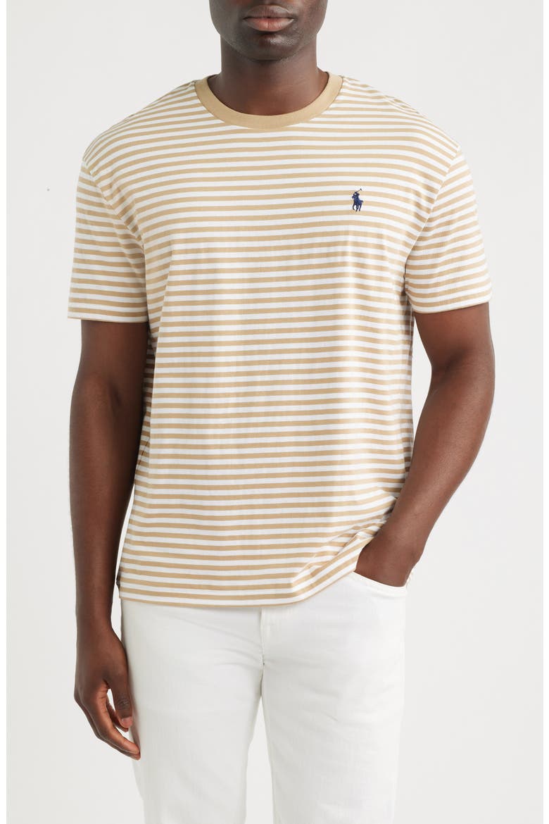 Classic Fit Stripe Cotton Jersey T-Shirt, Main, color, VINTAGE KHAKI/ WHITE