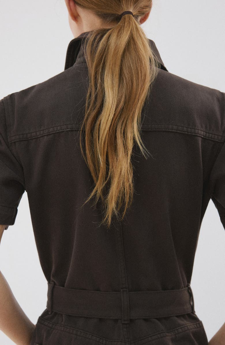 MANGO Belted Denim Jumpsuit, Alternate, color, 