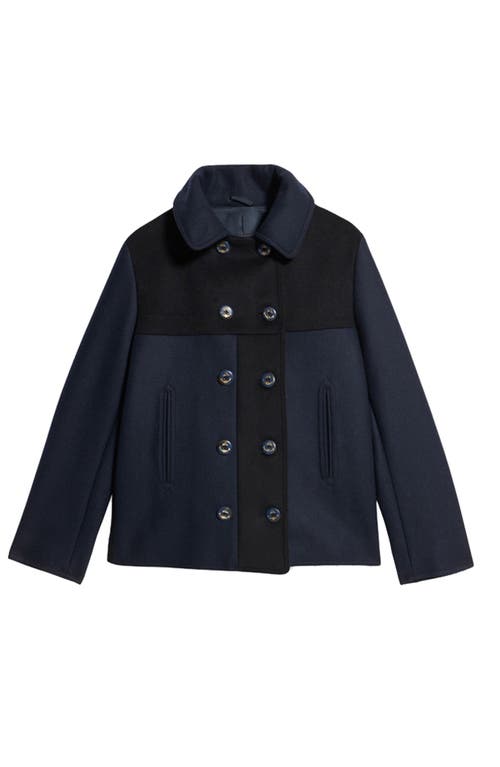 Fortela Patchwork Wool Caban Jacket In Blue
