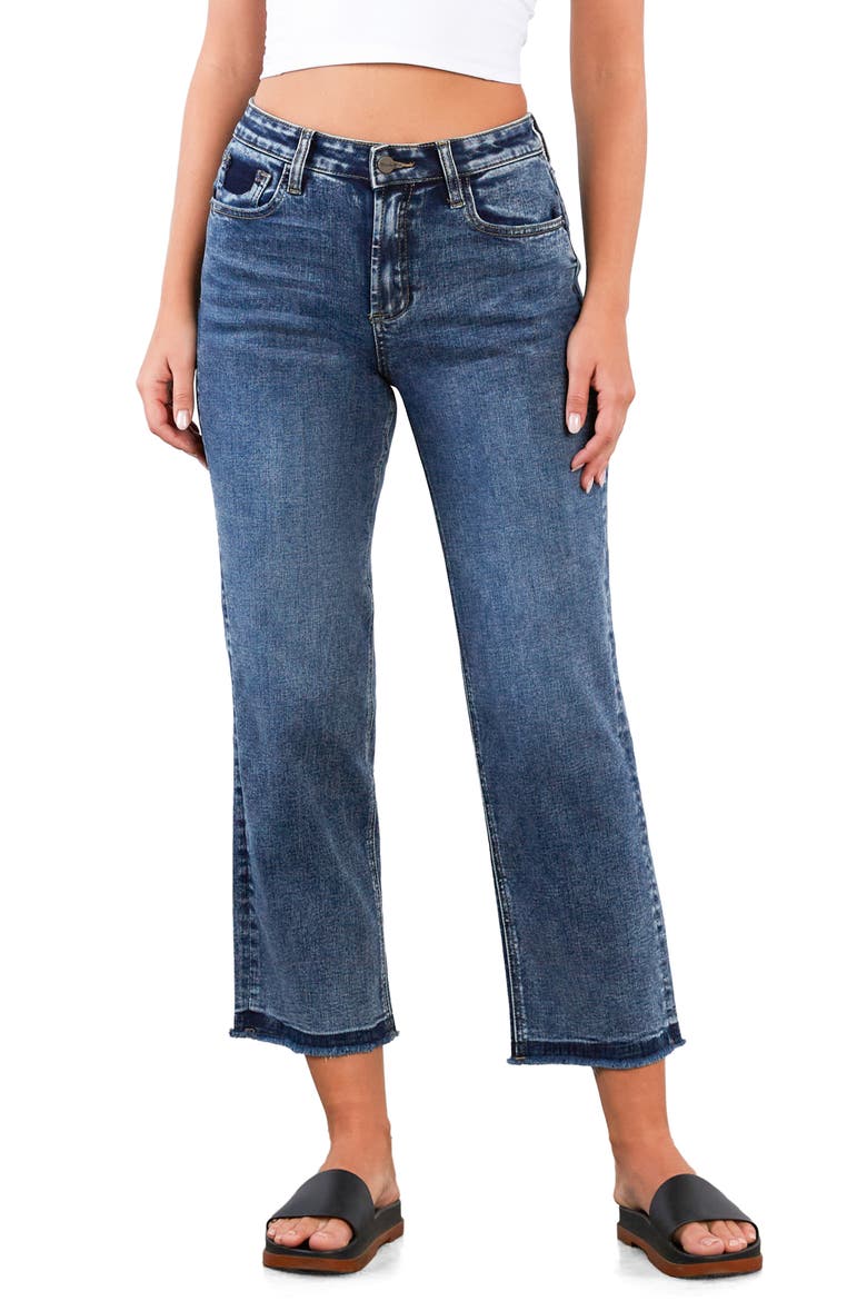 Release Hem High Waist Ankle Straight Leg Jeans, Main, color, MYSTERY BLUE