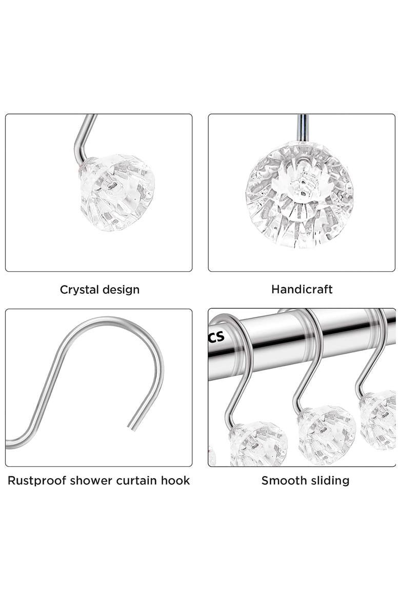 12-Piece Decorative Shower Curtain Rings Set, Alternate, color, NONE