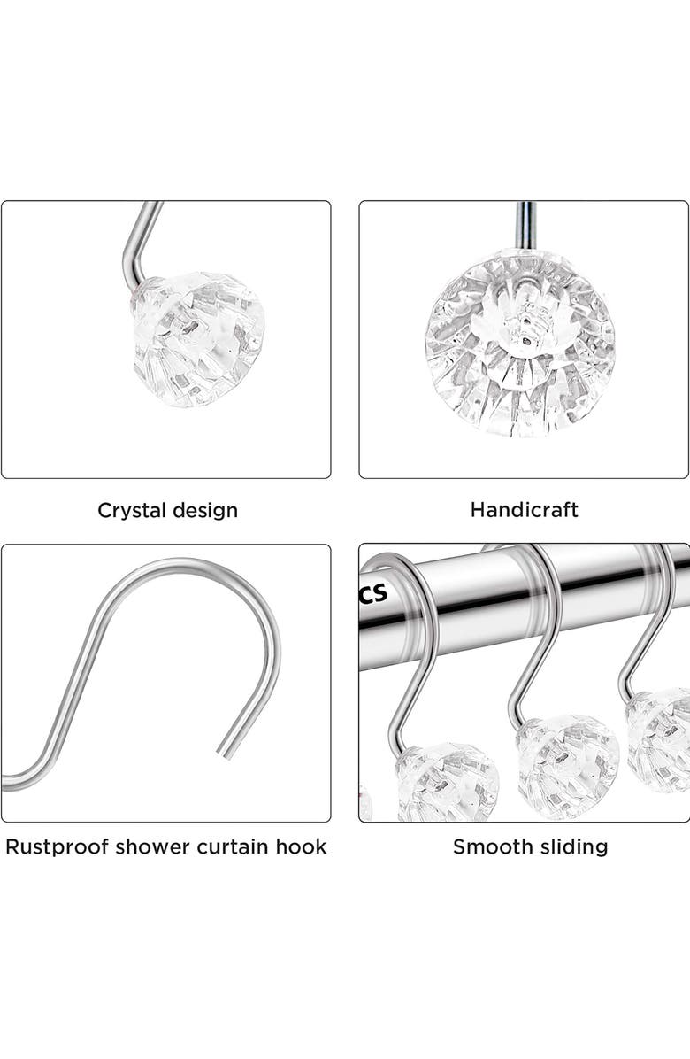 J AND V TEXTILES 12-Piece Decorative Shower Curtain Rings Set, Alternate, color,