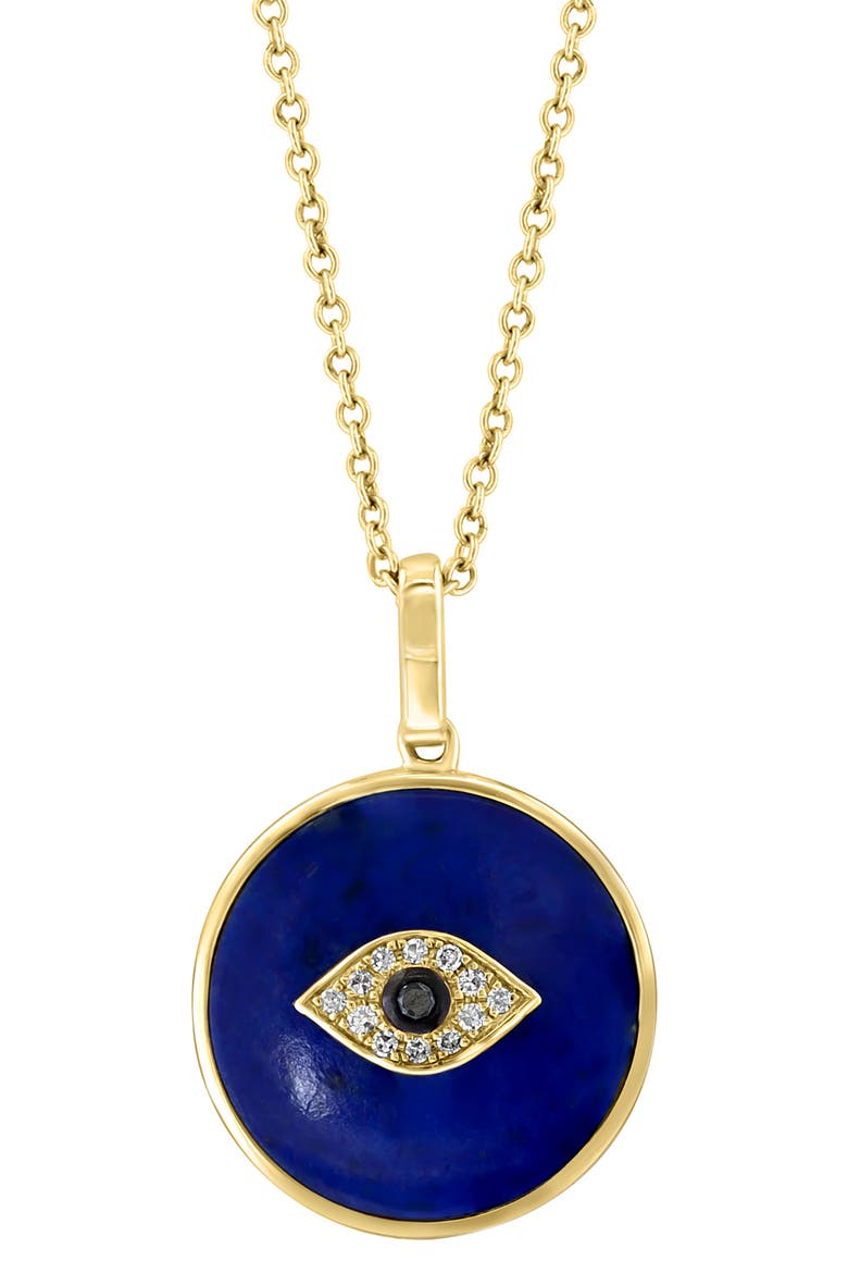 Diamond & Lapiz Lazuli Evil Eye Pendant, Alternate, color, BLUE