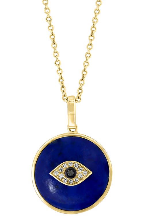 Effy Diamond & Lapiz Lazuli Evil Eye Pendant In Blue