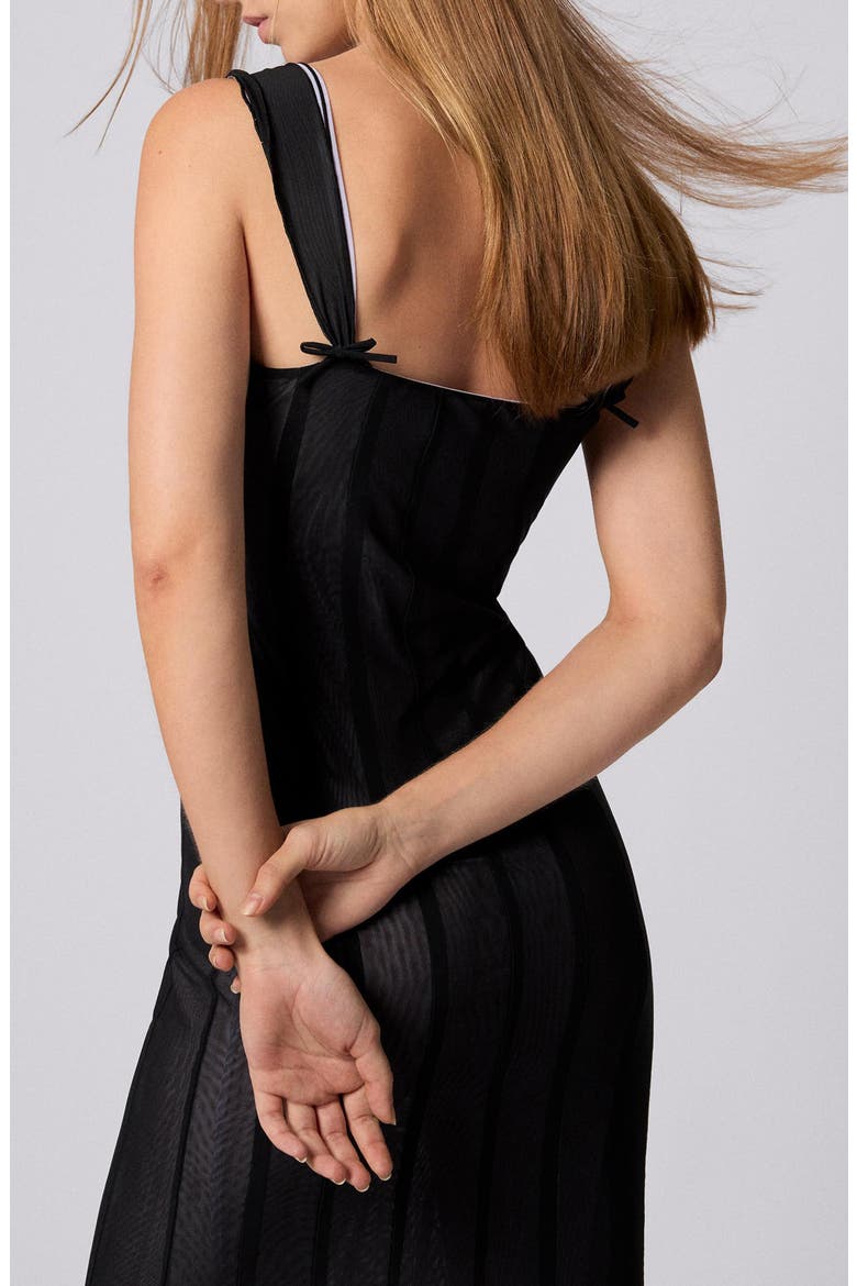 Sleeveless Mesh Maxi Dress, Alternate, color, BLACK