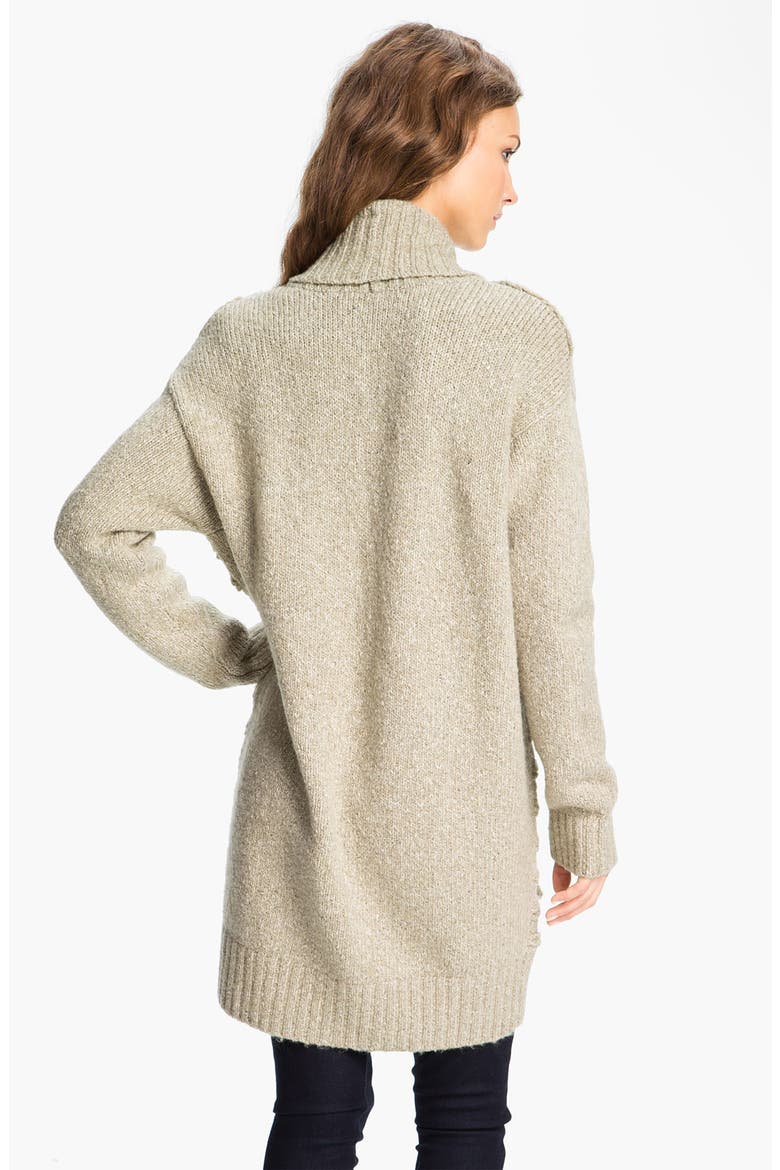 Hinge® Scallop Knit Oversized Cardigan, Alternate, color, STONE COBBLER