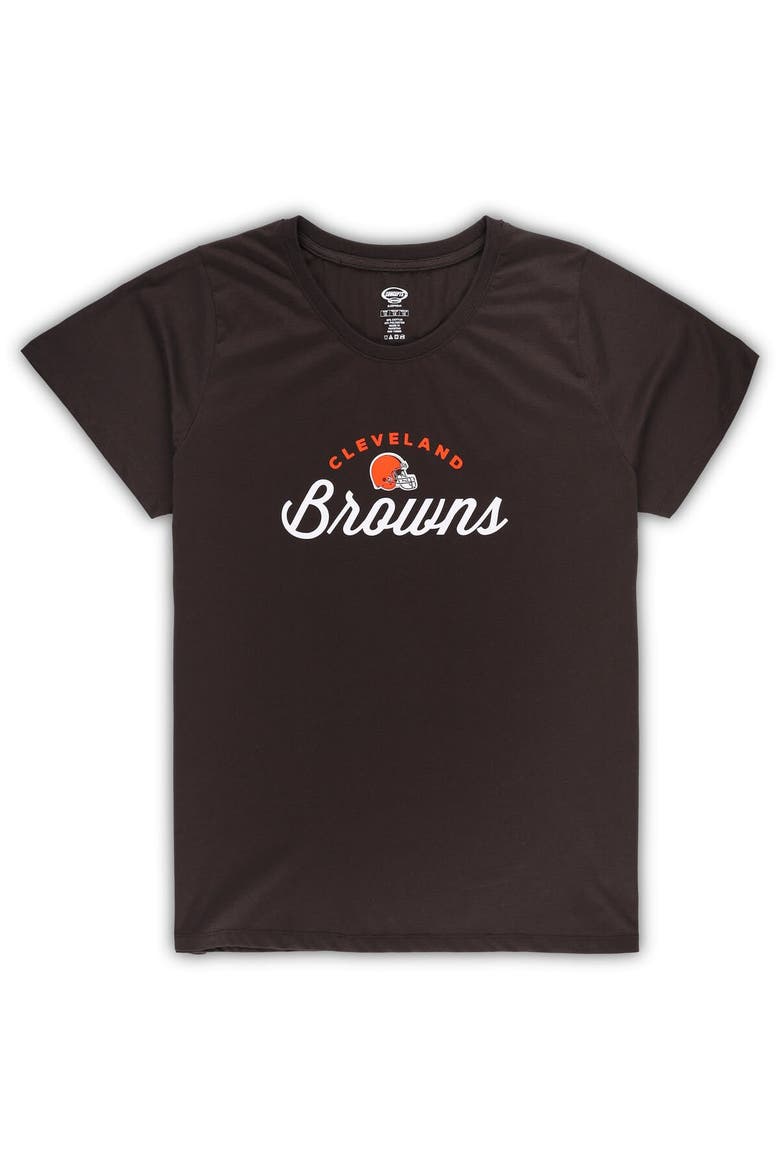 Women's Concepts Sport Brown Cleveland Browns Plus Size Badge T-Shirt & Flannel Pants Sleep Set, Alternate, color, Brown