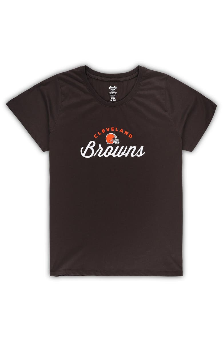 CONCEPTS SPORT Women's Concepts Sport Brown Cleveland Browns Plus Size Badge T-Shirt & Flannel Pants Sleep Set, Alternate, color, Brown