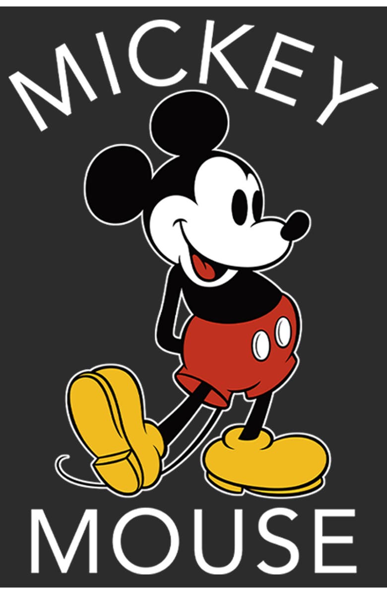 Mickey & Friends Women's Mickey & Friends Retro Mickey Mouse Pose  Graphic T-Shirt, Alternate, color, Black