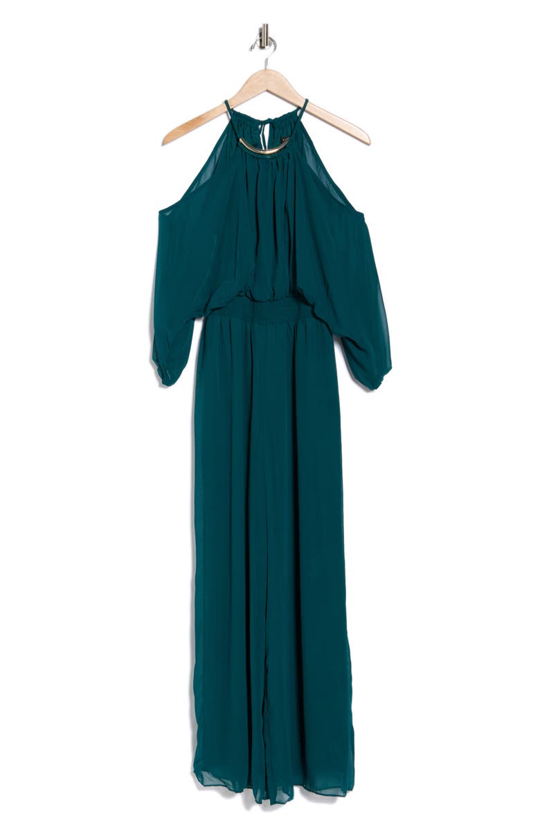 Halogen<sup>®</sup> Chiffon Halter Jumpsuit, Alternate, color, Neo Emerald