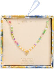 Leith Beaded CZ Heart Pendant Necklace