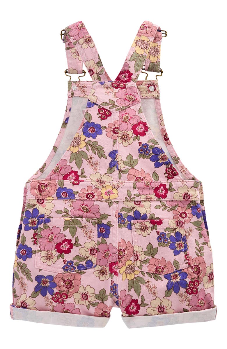 Mini Boden Kids' Floral Denim Shortalls, Alternate, color, Pink Floral Bloom