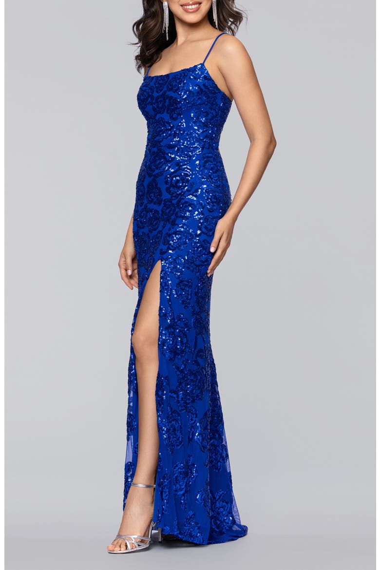 Sequin Rose Gown, Alternate, color, ROYAL