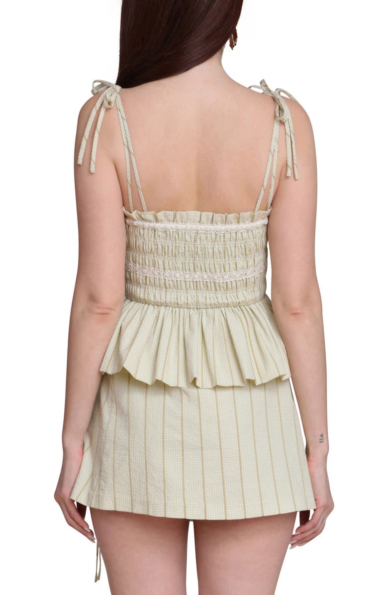 Avec Les Filles Sleeveless Smocked Peplum Top, Alternate, color, Avocado Gingham