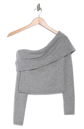 Alice And Olivia Alice + Olivia Coretta Off The Shoulder Cashmere Blend Sweater In Medium Heather Grey