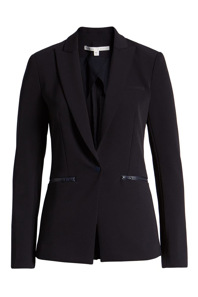 Scuba Knit Jacket, Alternate, color, NAVY