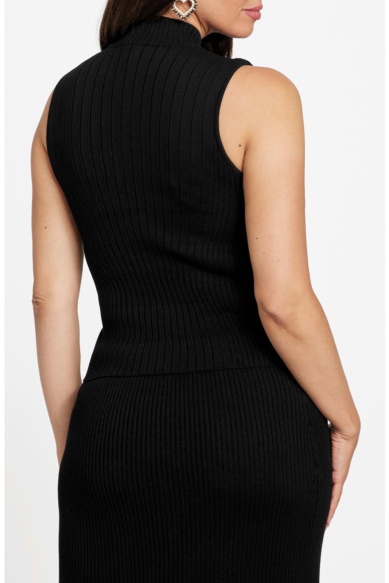 Agathe Mock Neck Sleeveless Sweater, Alternate, color, BLACK-BLACK