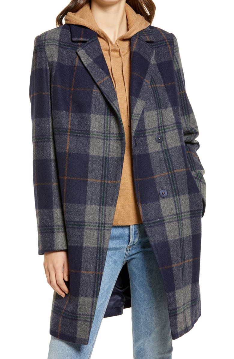 Sam Edelman Plaid Notch Collar Coat, Main, color, 