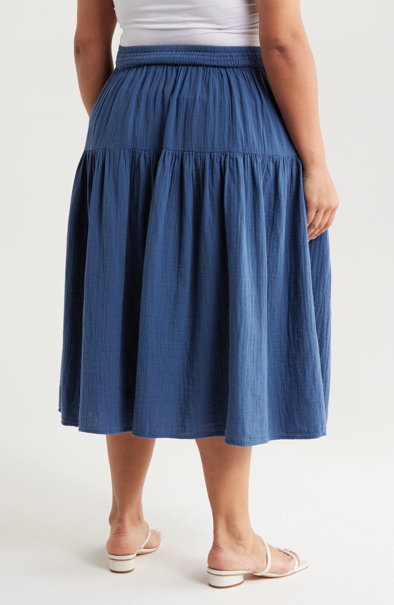 Caslon<sup>®</sup> Cotton Gauze Midi Skirt, Alternate, color, Navy Denim