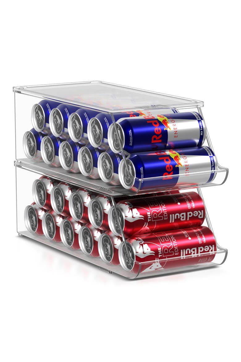 Set of 2 Narrow Can Organizers, Main, color, CLEAR