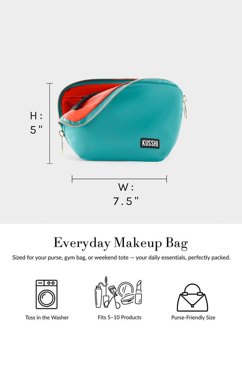 KUSSHI Everyday Makeup Bag, Alternate, color, Black/ Leopard Nylon