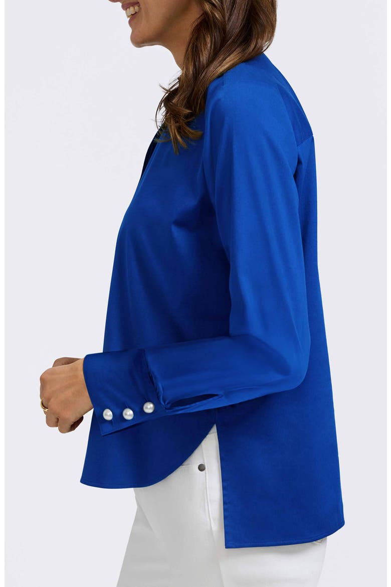Matte Sateen Button-Up Shirt, Alternate, color, BLUE TOPAZ