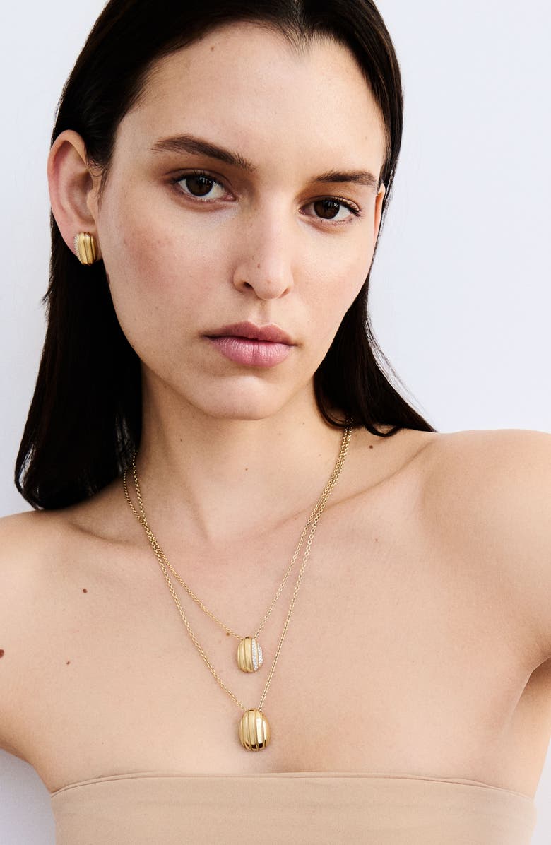 Pamela Zamore Eos Egg Diamond Necklace, Alternate, color, Yellow Gold