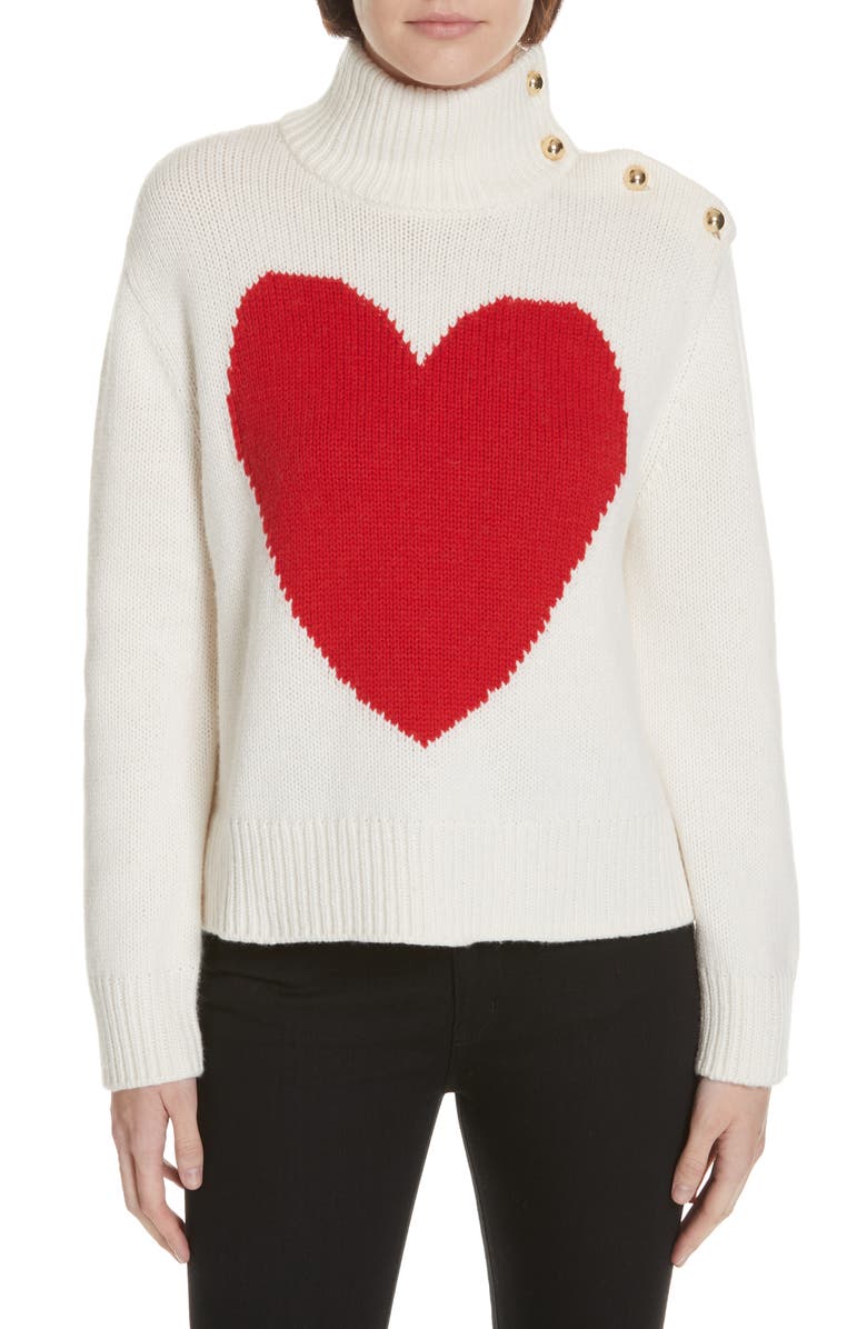 Kate Spade New York intarsia heart high neck sweater, Main, color, 