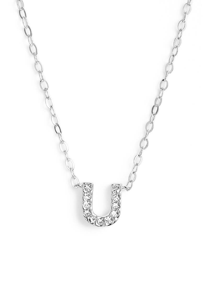 Initial Pendant Necklace, Main, color, U SILVER