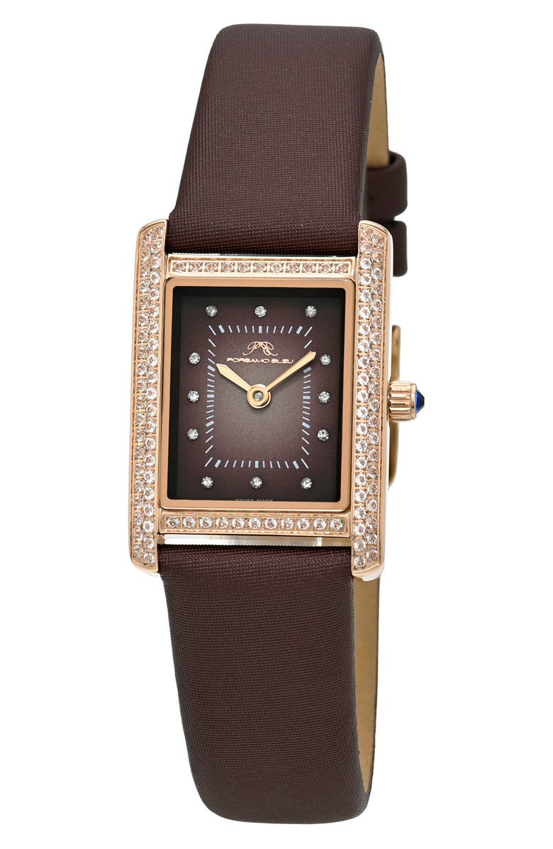 PORSAMO BLEU Karolina Diamond & Topaz Leather Strap Watch, 21.5mm x 30mm, Main, color, 