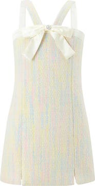 Marlo Kids Lilliana Bow Tweed Mini Dress
