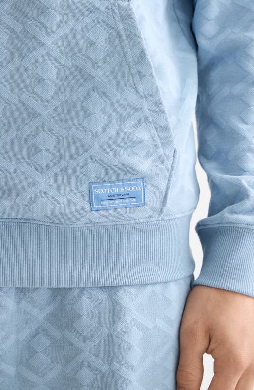 Scotch & Soda Geo Jacquard Terry Hoodie In Blue