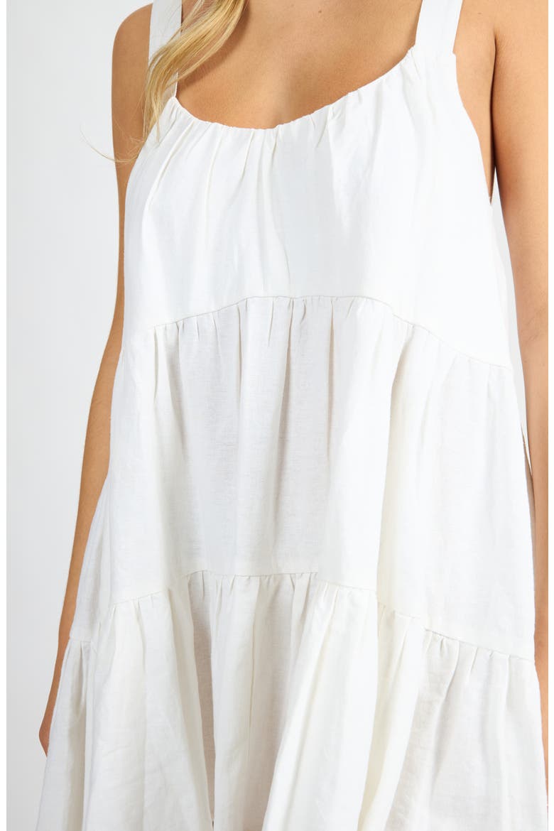 Linen Blend Babydoll Mini Sundress, Alternate, color, WHITE