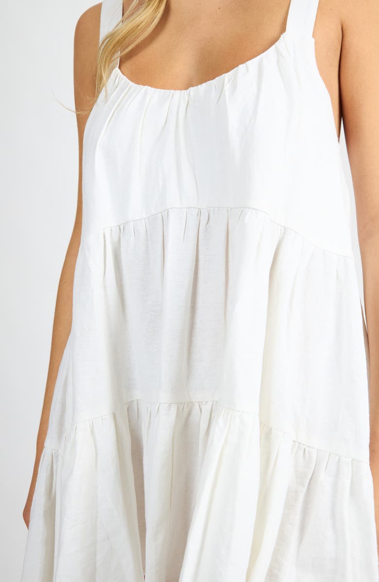 Viens Avec Moi Linen Blend Babydoll Mini Sundress, Alternate, color, White