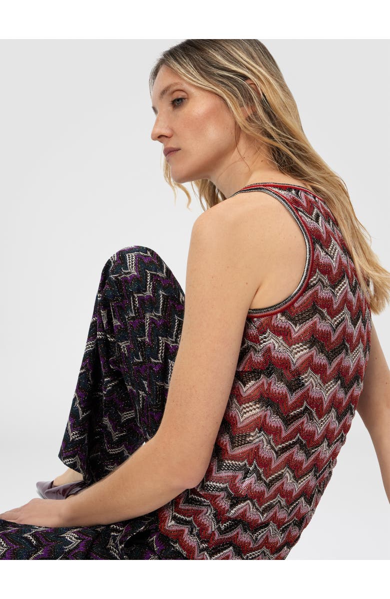 Missoni Viscose Tank Top With Round Neckline, Alternate, color, Black & Red