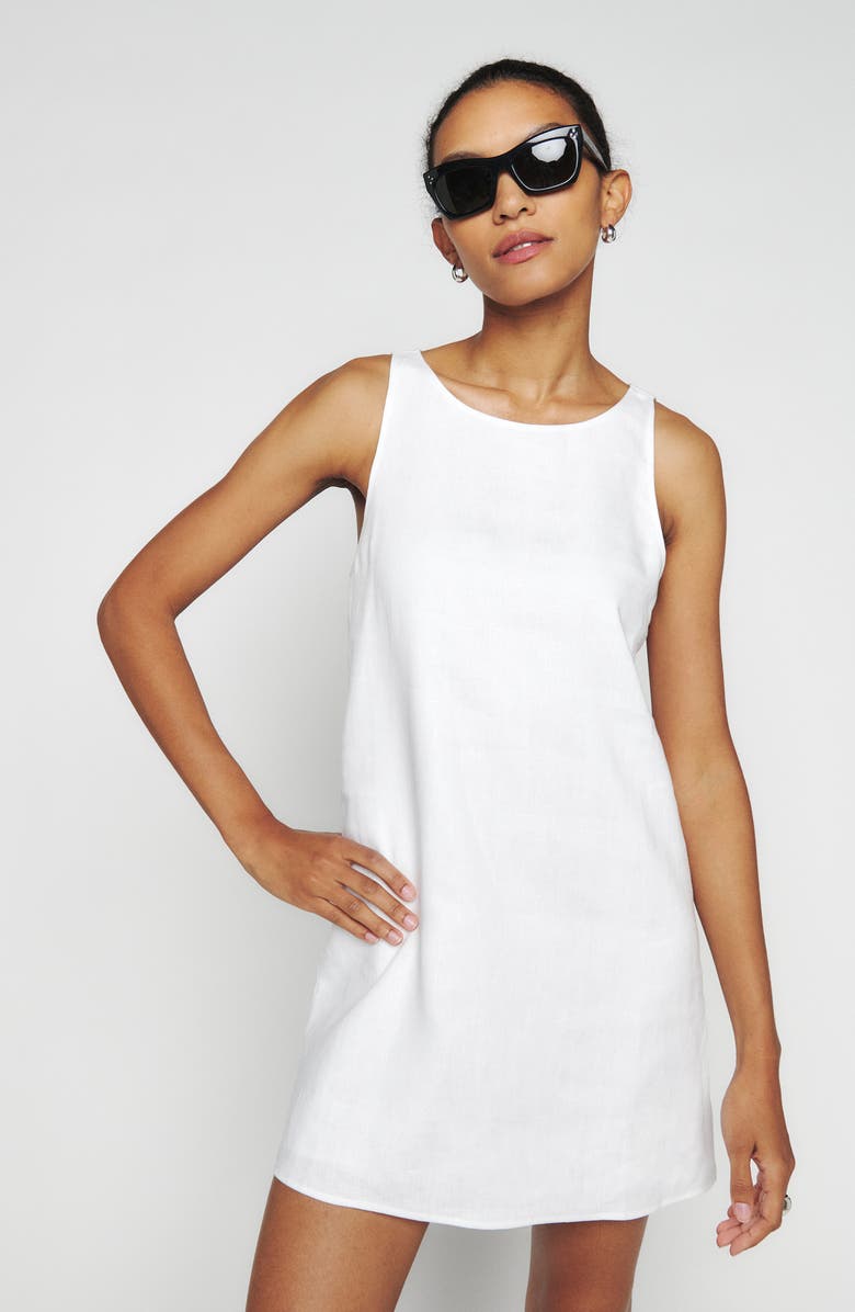 Reformation Jessi Sleeveless Linen Dress, Alternate, color, White