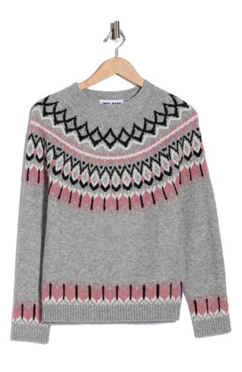 Dkny Jeans Fair Isle Crewneck Sweater In Gray